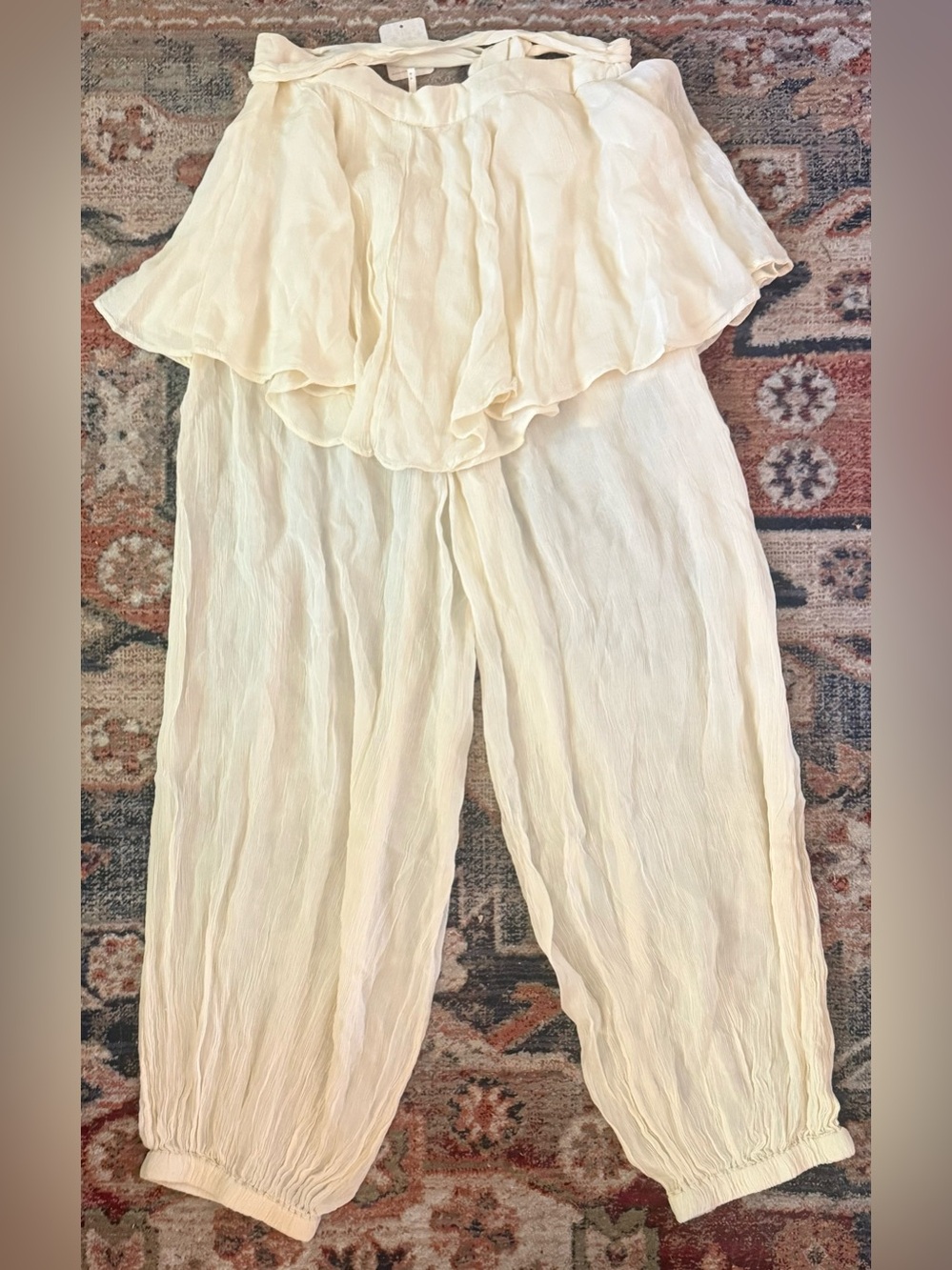 Free People Tongue Tied Sheer Balloon Pants Ivory M NWT Boho Festival - Picture 6 of 9